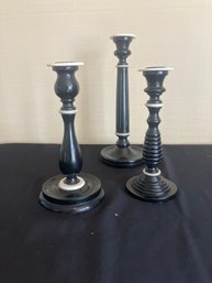 Three Wooden Candle Sticks