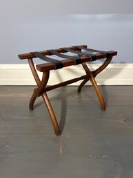 Walnut Luggage Rack With Leather Straps