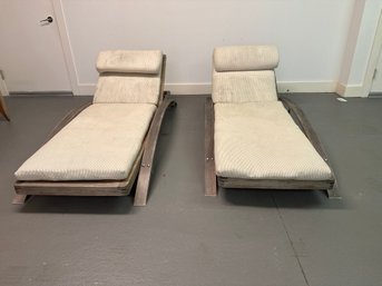 Pair Of Teak Summit Stacking Lounge Chairs