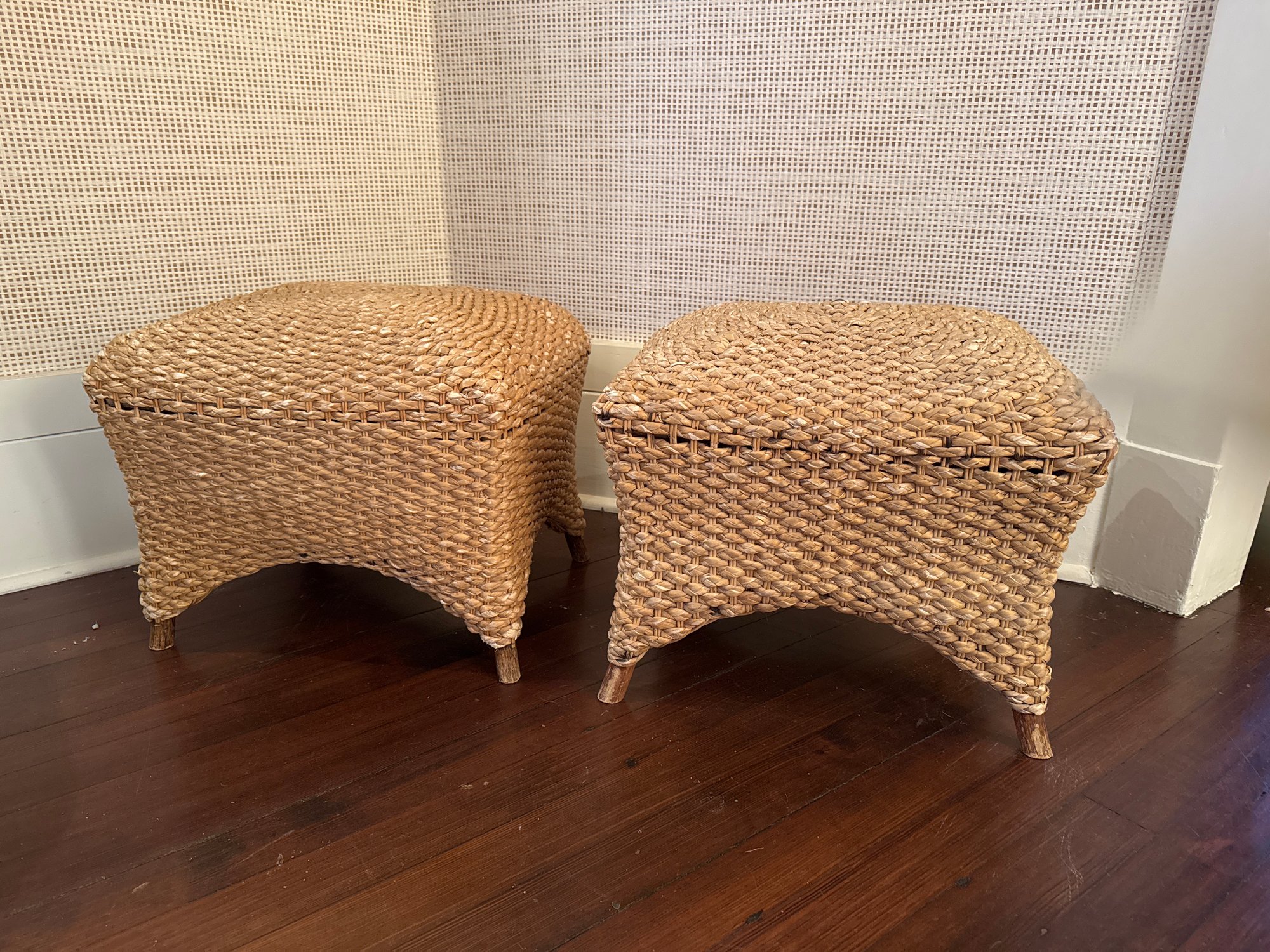 Pair Of Rattan Footstools #6394 | Auctionninja.com