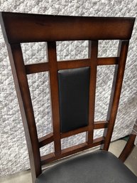 Set Of 4 Black Vinyl & Wood Dining Chairs