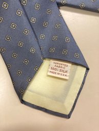 Two Vintage Men's Ties- Designer Henry Grethel Silk Tie & Navy With Orange Diagonal Stripes