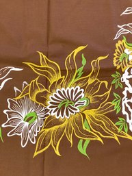 Mid Century Brown Floral Batik With Cockatoo