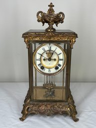 1890s Era Ansonia Mercury Clock With Glass Case- Unknown If It Currently Runs