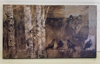 Wolf And Crows Canvas Print