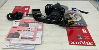 Nikon D40 Camera With Charger And Memory Card