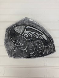 Very Cool & Heavy Mid Century Zinc Brutalist Raven Lidded Box By Richard Myklebust