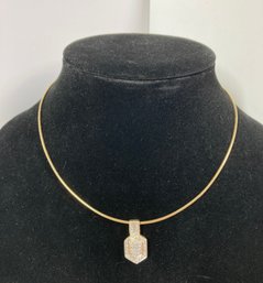 *14k Gold Chain With Hexagonal Diamond Cluster Pendant
