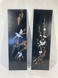 Cute Pair Of Bird & Branch Themed Wall Panels