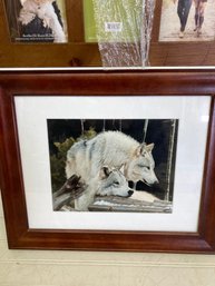 Framed Wolves Photograph- Framed Matted With Additional Frame