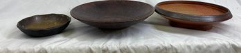 Trio Of Hand Made Clay Dishes