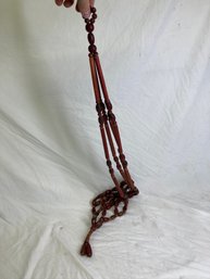 Funky 70's Wood  Beaded Plant Hanger
