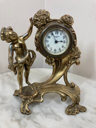 Gold Colored Cast Detailed Desk Clock