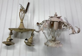 Two Vintage Metal Light Fixtures- Early 1920s-