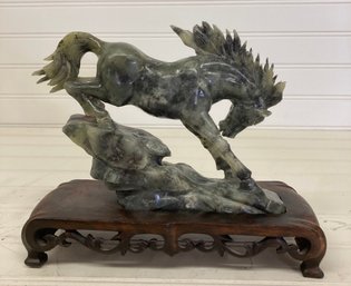 Carved Jade Stone Horse Statue