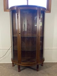 Antique Curved Glass Curio Cabinet
