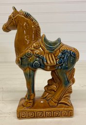 Vintage Ceramic Glazed Chinese Horse Figurine