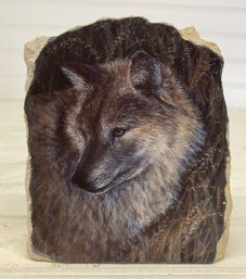 Wolf Face On Stone Art