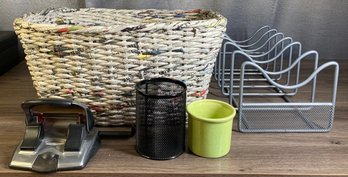 Basket Full Of Desk Supplies