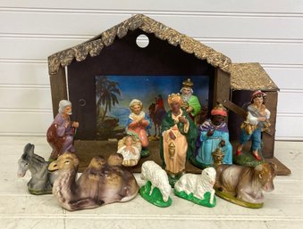 Vintage Hand Painted Vintage Nativity Set Made In Germany