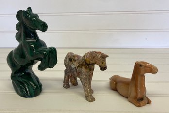 Small Unique Carved Stone Animals- Horses