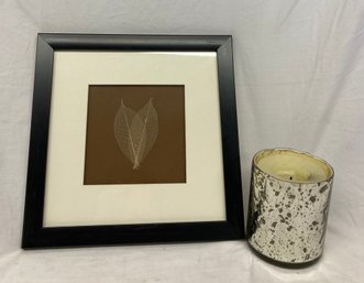 Candle And Leaf Framed Art