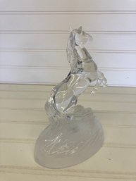 Vintage Cristal D'Arques Genuine 24% Lead Crystal Horse Sculpture By Arc C1960s