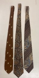 3 Great Vintage Ties- Including Paisley Pierre Cardin 100% Silk Raleighs