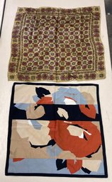 Pair Of Bold Patterned Vintage Scarves-  See Photos For Condition