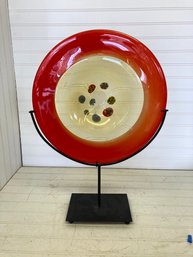 Large Hand-blown Murano Glass Artistic Glass Sculpture On Black Metal Stand