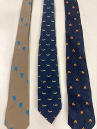 Trio Of Vintage Ties- Featuring Small Animal Prints