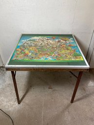 Quirky Puzzle Map Folding Card Table