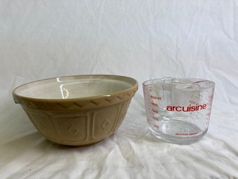 English Pottery Bowl And Measuring Cup