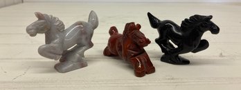 Small Carved Stone Horse Figurines