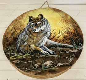 Beautifully Painted Wolf Drum