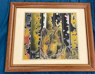 Framed Wolf Artisan Batique