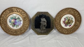 Lot Of Gold Colored Framed Wall Art Pieces