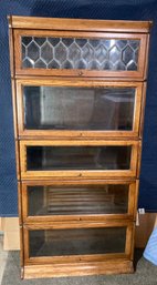 Antique Stackable Seeded & Leaded Glass Front Lawyers Library -