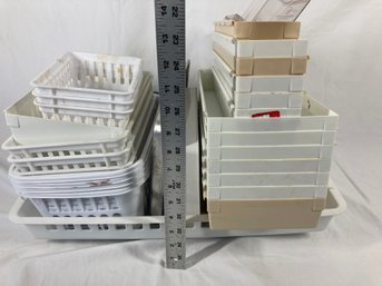 Lot Of White Organizer Desk Bins