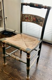Vintage Hitchcock-style Rush Seat Stenciled Side Chair