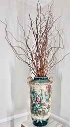 Ornate Floral Vase With Textured Details- See Photos For Condition- Some Chips/flaws