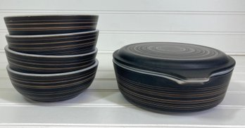 Vintage Pyrex 1970s Terra Casserole Dish With Lid & Bowls