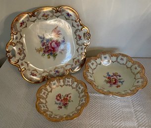 Vintage Bavaria Tirschenreuth Germany Floral Plate & Bowl Collection