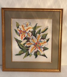Vintage Handmade Cross Stitch Wall Hanging