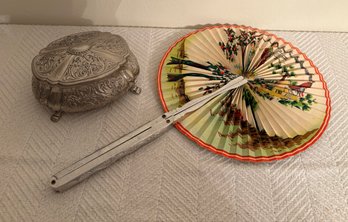 Vintage Italian Trinket Box & Folding Fan