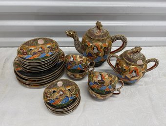 Japanese Satsuma Moriage Dragonware