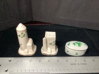 Irish Salt & Pepper Shaker And Trinket Dish