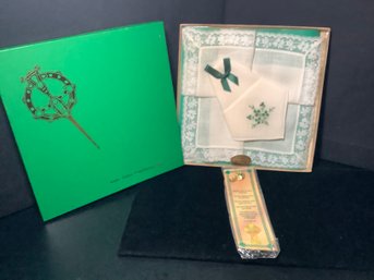 Irish Linen Handkerchiefs And Pin