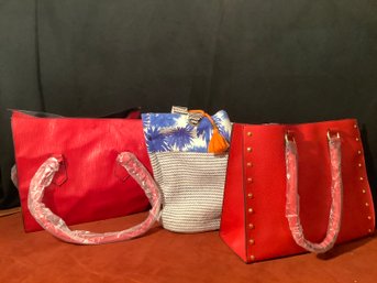 Vinyl And Cloth Tote Bags-Great For The Beach, Travel Etc.