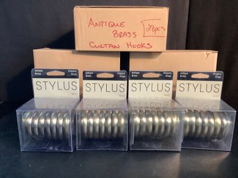 NEW- BRASS  DRAPERY RINGS -GROUP OF 12  IN BOX